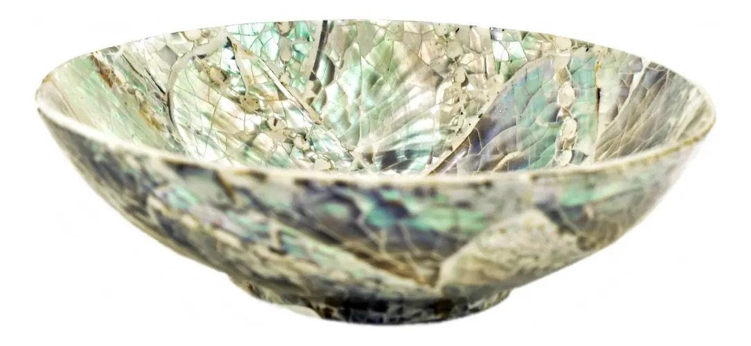 Plato Nácar Redondo Abalone 10 Cm Mesa Deco Moderno Mar