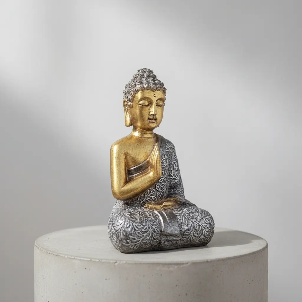 Buda Meditando Dorado Bendicion Paz Toga Armonia 23cm - Imagen 7