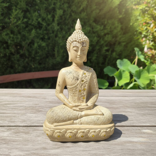 Buda Hindú Meditando En Loto Dorado Y Beige Espejos 30cm