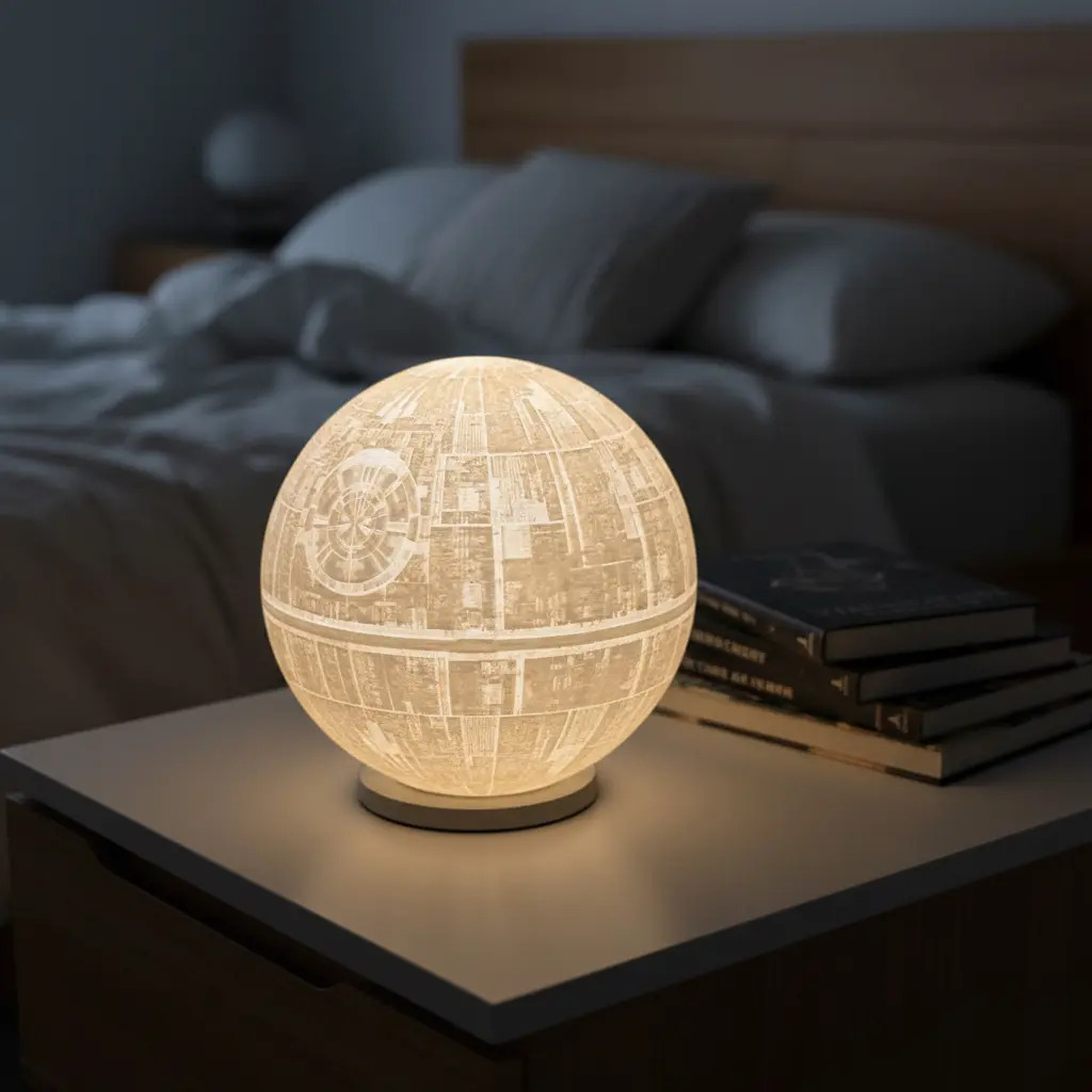 Velador Lámpara Led 3d Estrella De La Muerte Star Wars 18cm - Imagen 7