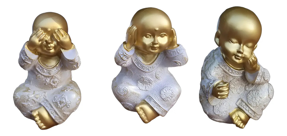 Set Budas Sabios Bebes Meditando Ciego Sordo Mudo 9cm