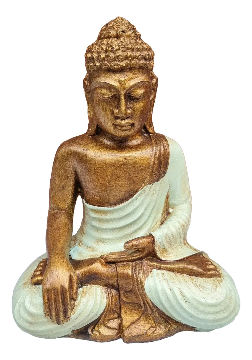 Buda Hindu Reposando Meditando Dorado Con Relieve Deco 30cm
