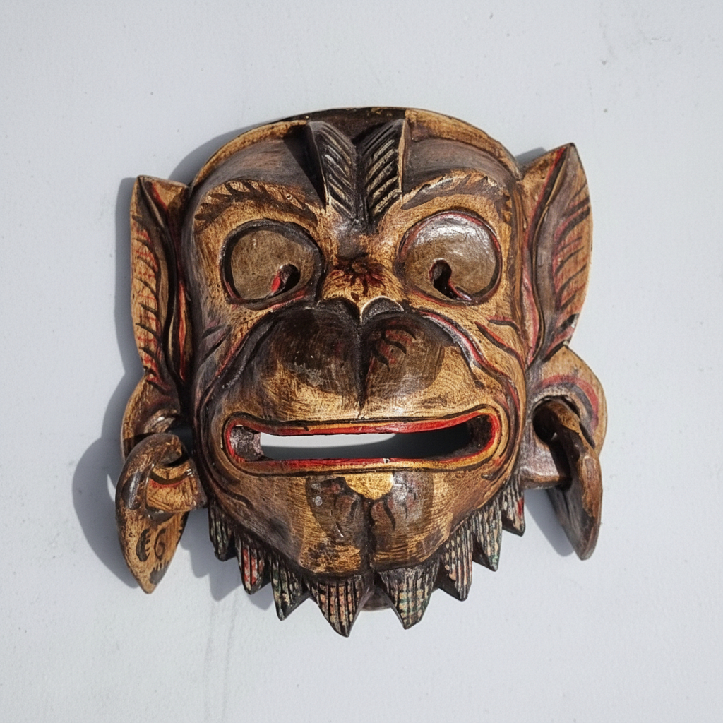 Mascara Rey Mono Madera Bali Hindu Proteccion Energia + 20cm - Imagen 17