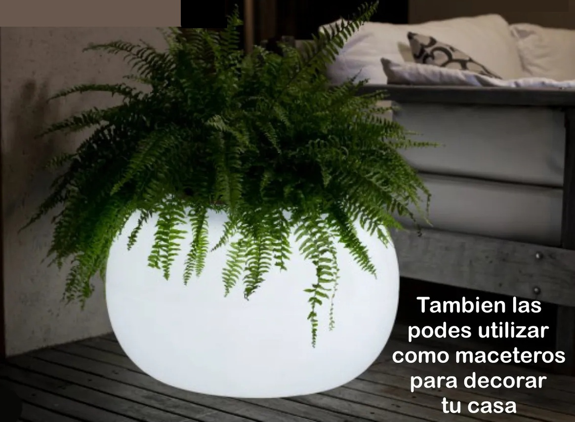 Maceta Geo Frapera Luminosa 66cm Noche Hielera Jardin Rayun - Imagen 4