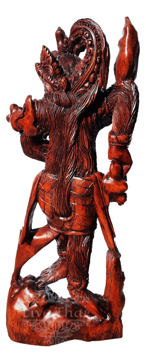 Hanuman Sentado Teka Madera 75cm Dios Mono China Ct - Imagen 3