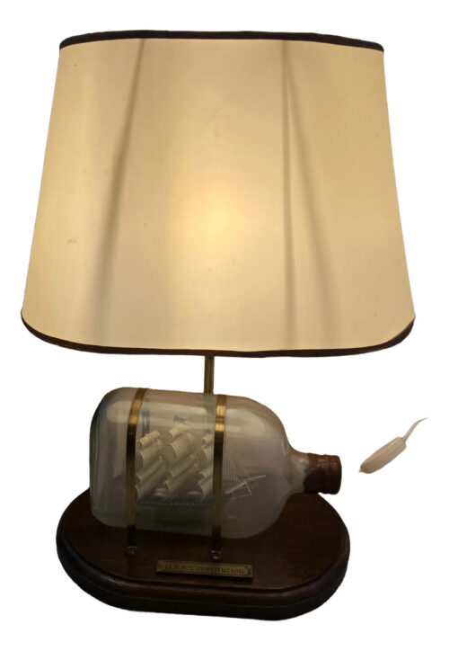 Barco Botella Madera Bronce Cobre Adorno Lampara