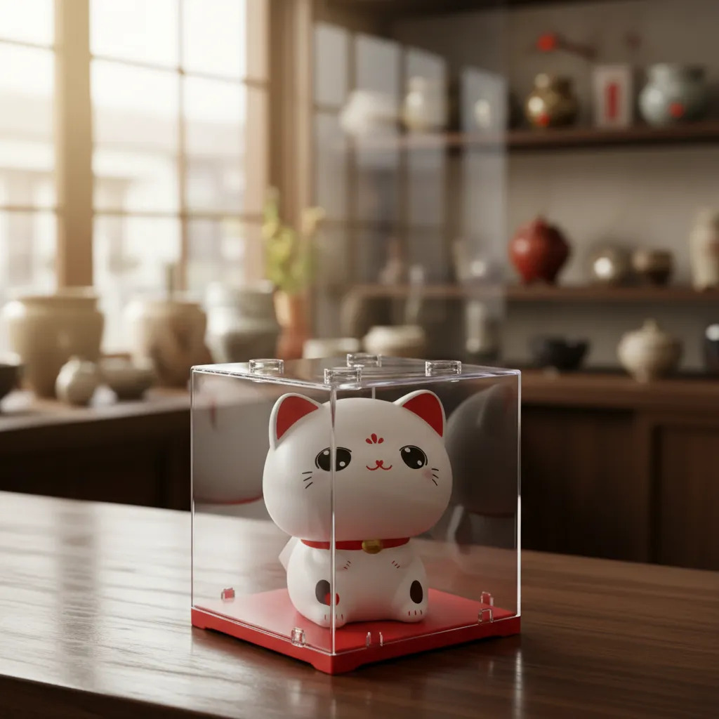 Gato Chino Suerte Fortuna Solar Grande Maneki Neko 9cm - Imagen 3