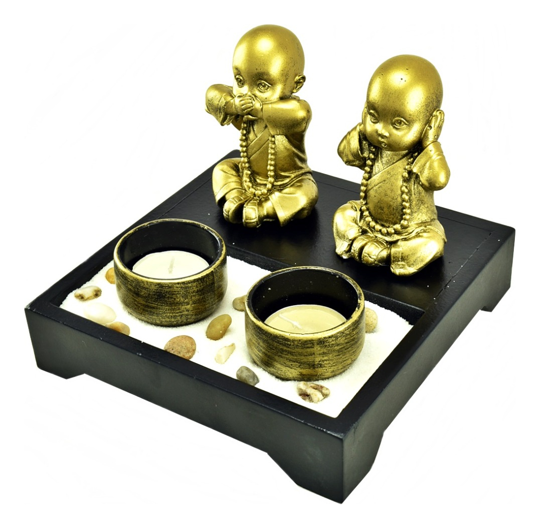 Jardín Zen 2 Niños Buda Feng Shui Deco Meditación Armonía - Imagen 3