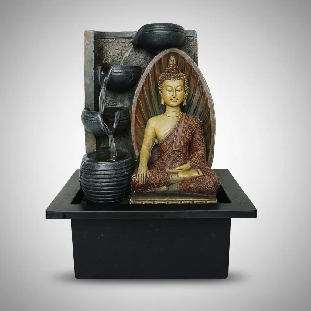 Fuente De Agua Mediana Buda Thai Aura Cascada Luz 25cm - Imagen 7