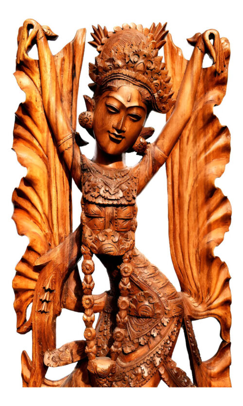 Bailarina Bali Teka Madera 105cm Escultura Femenina Ct