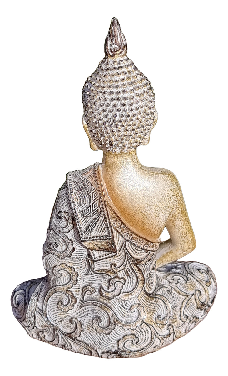 Buda Hindú Meditando Meditando Dorado Con Relieve Deco 21cm - Imagen 15