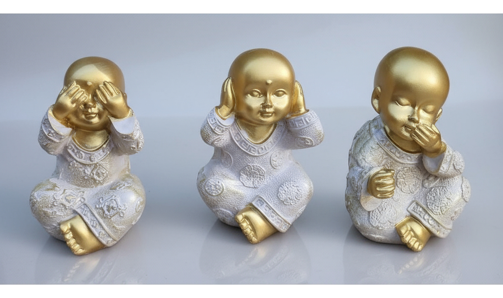 Set Budas Sabios Bebes Meditando Ciego Sordo Mudo 9cm - Imagen 6