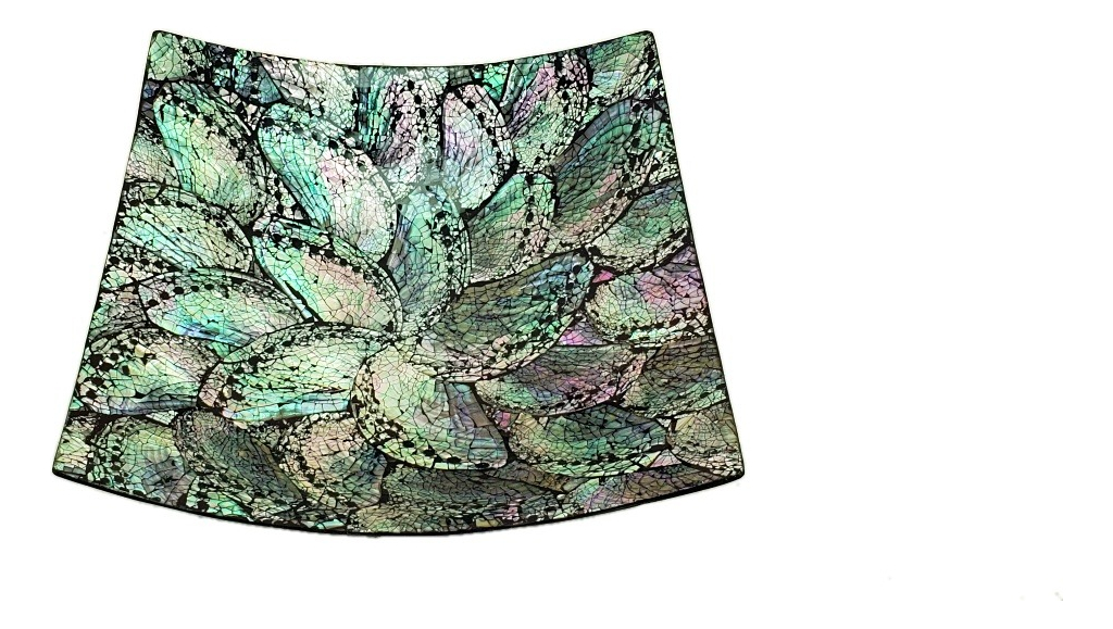 Plato Nácar Cuadrado Abalone 14x14cm Mesa Deco Moderno Mar - Imagen 3