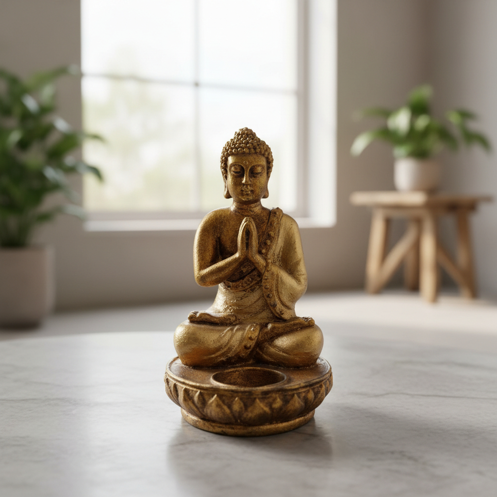 Buda Porta Velas Reflaxion Meditacion Paz Armonia Bali 18cm - Imagen 10