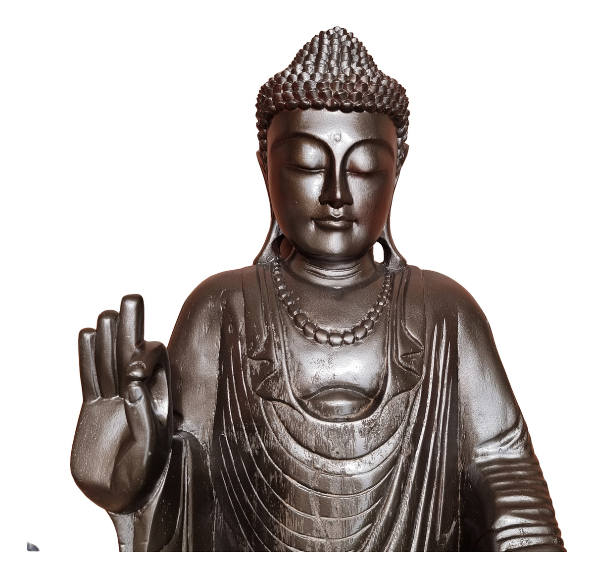 Buda Parado Meditando Madera Teka Tallado A Mano 100cm Ct2 - Imagen 2