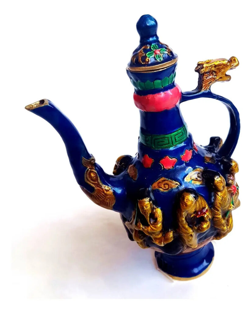 Pava Tetera Colección China Dragon Y Monjes Acabado Brilloso