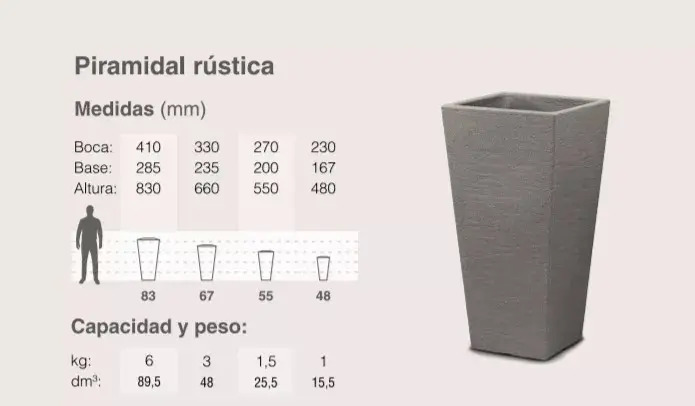 Maceta Piramidal Rustica 55cm Plástica Jardín Rayun - Imagen 7