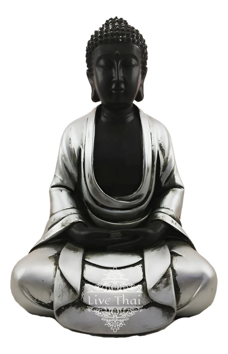 Buda Hindú Meditando Meditando Negro Deco Interior