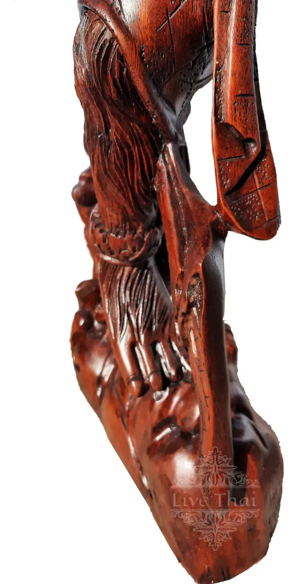 Hanuman Sentado Teka Madera 75cm Dios Mono China Ct - Imagen 5