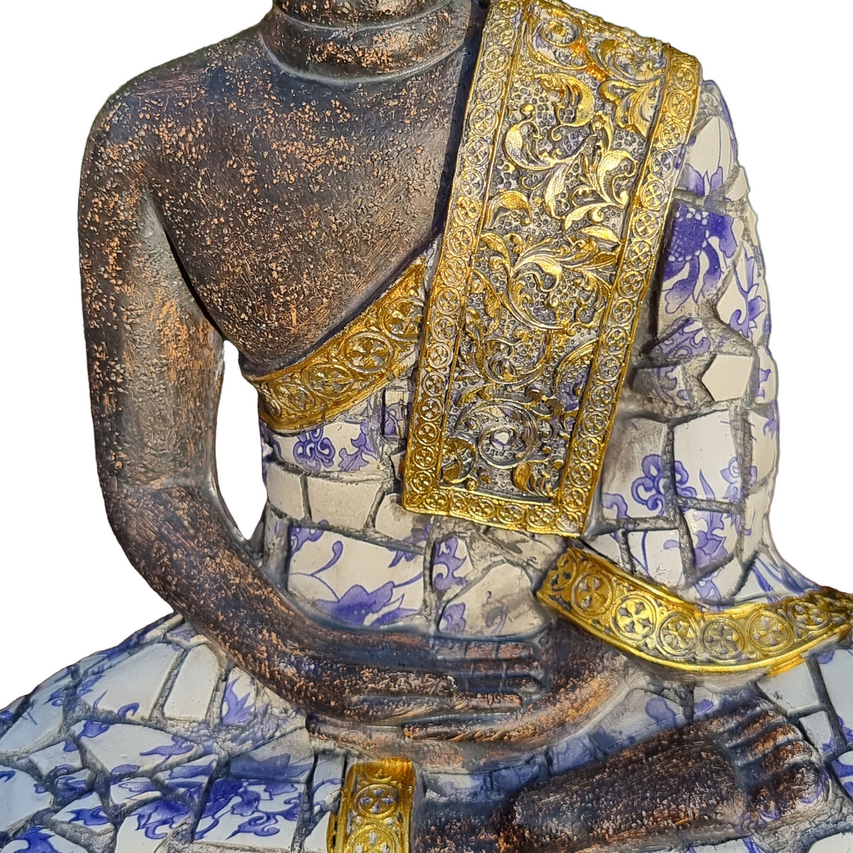 Buda Thai Sentado Meditando Mosaico Armonia Zen Paz 32cm - Imagen 13
