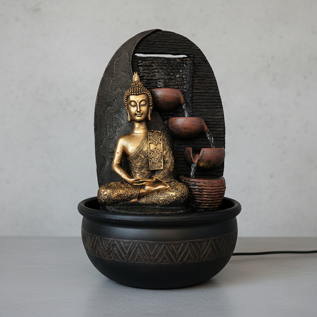 Fuente De Agua Buda Thai Grande Cascada Luz Led 40cm - Imagen 5