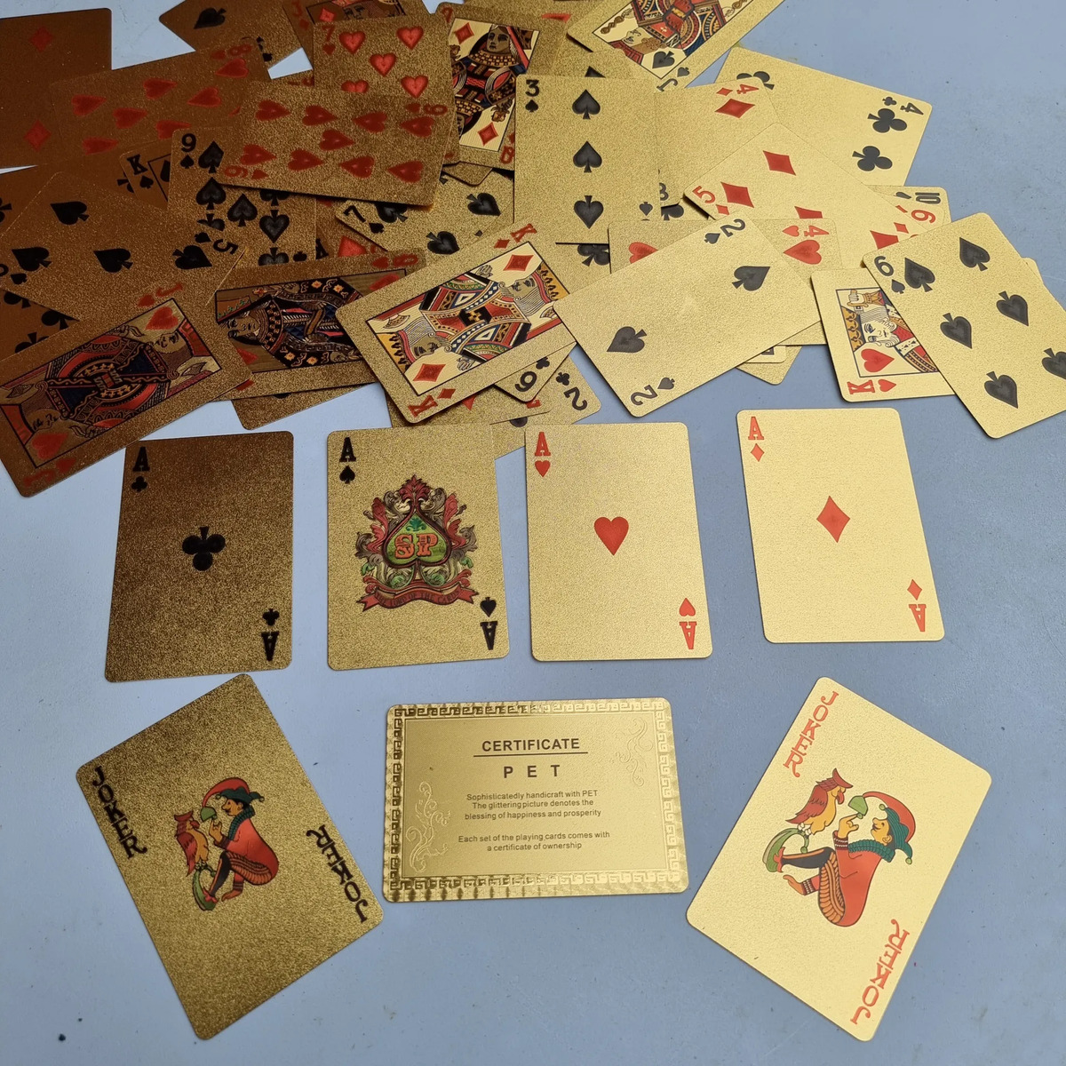 Mazo De Cartas Dorado Póker Naipes Baraja Oro Exclusivo - Imagen 5