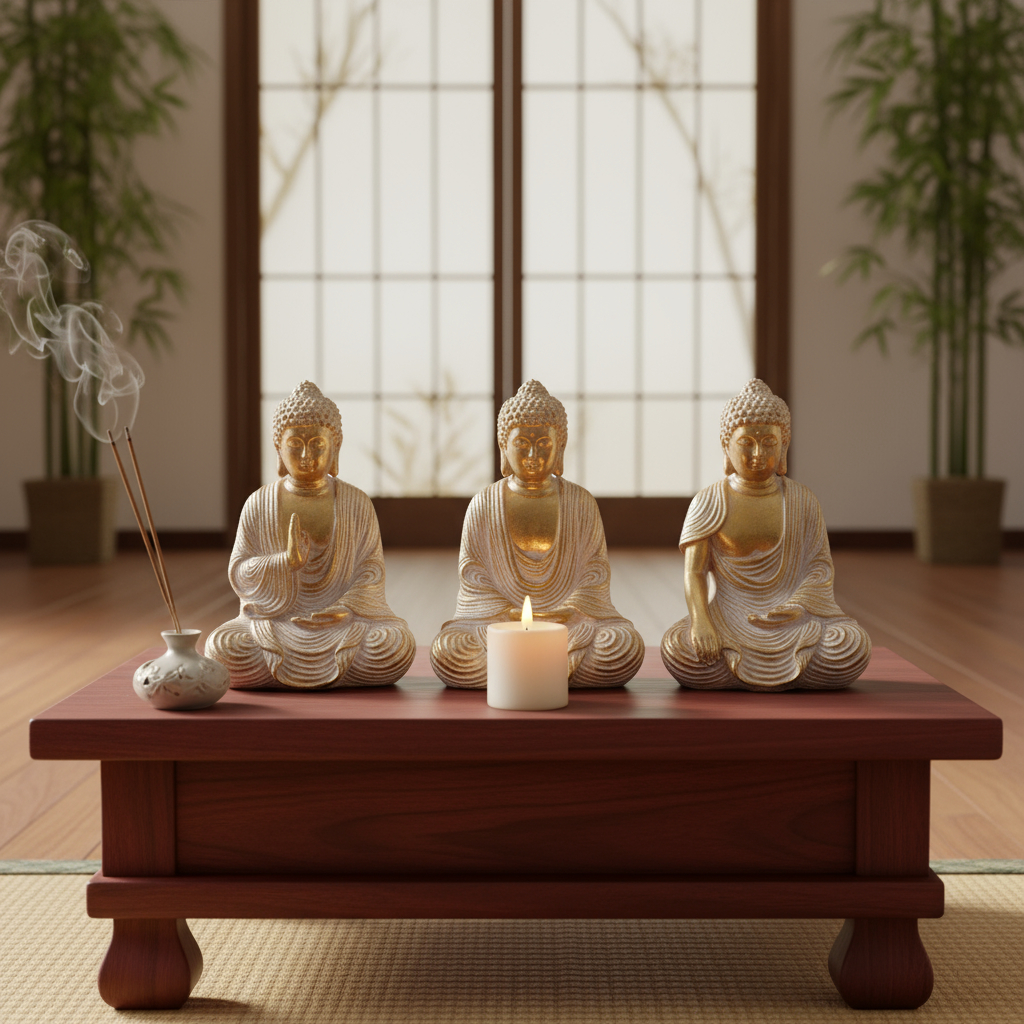Buda Hindu Reposando Dorado Meditando Con Relieve Deco 16cm - Imagen 12