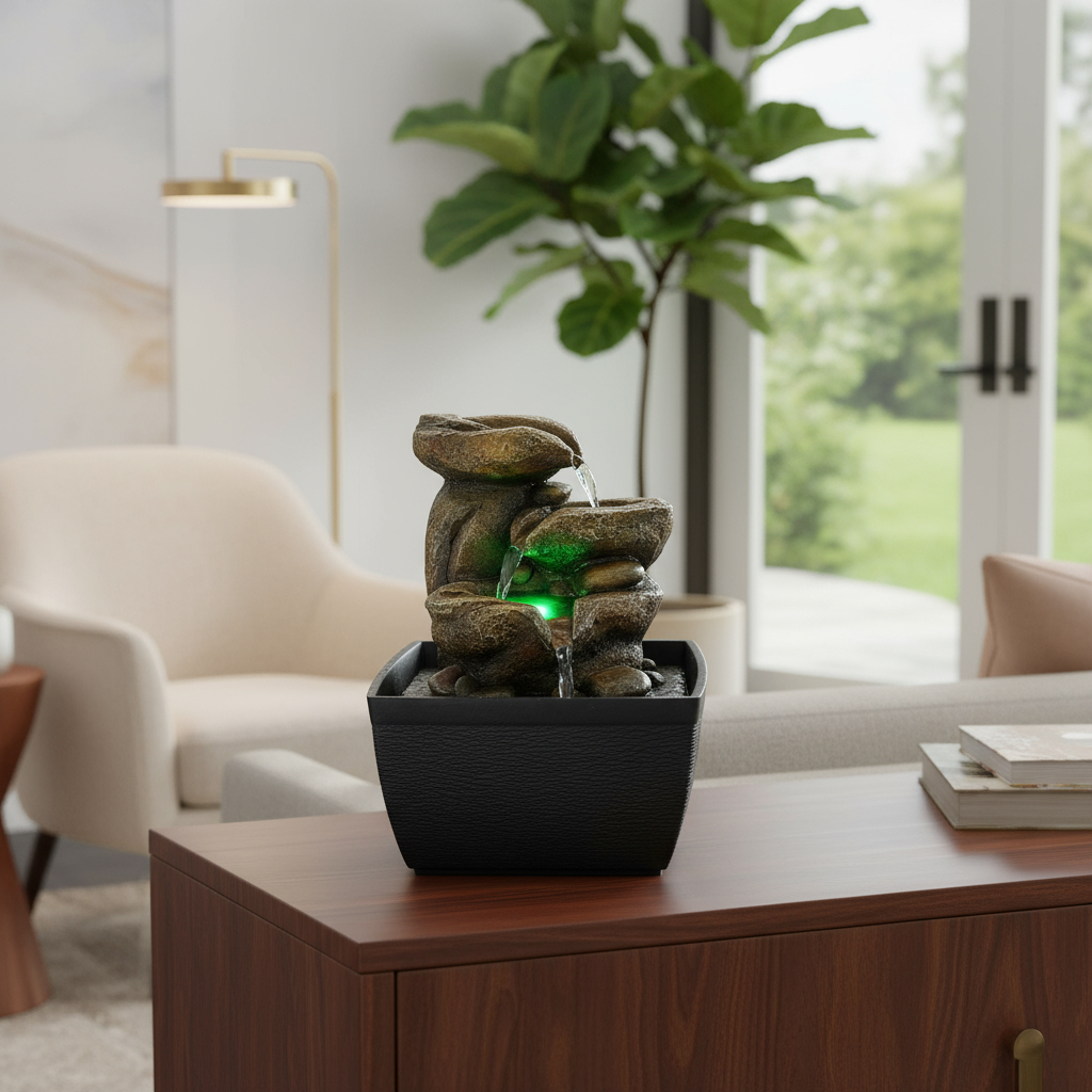 Fuente De Agua Chica Montaña Cuenco Cascada Luz Led Oferta - Imagen 3
