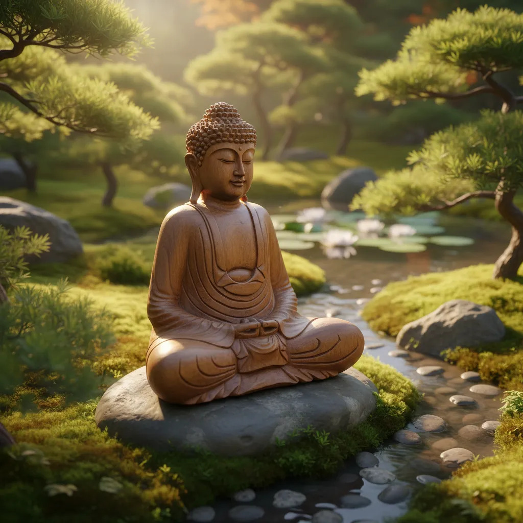 Buda Sentado Meditando Madera Teka Tallado A Mano 50cm - Imagen 4