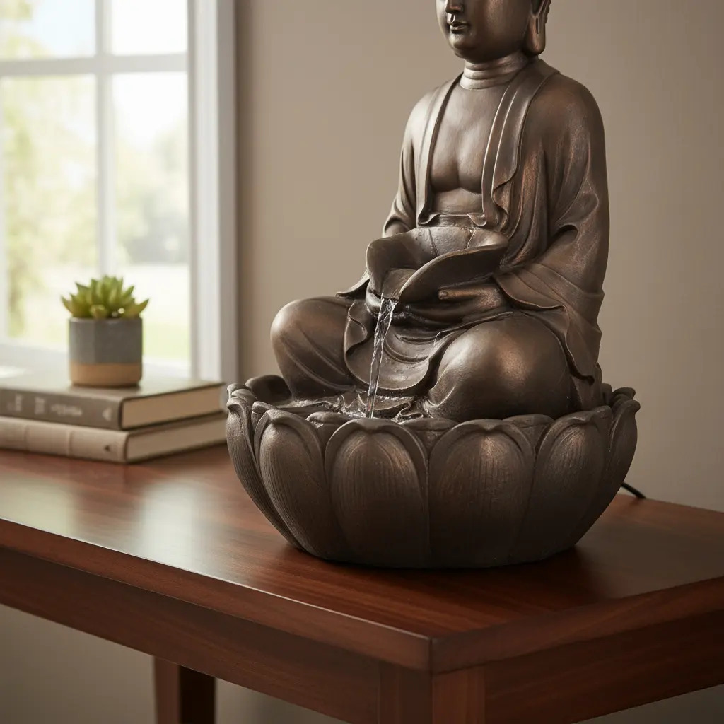 Fuente De Agua Gigante 90cm Buda Deco Budismo Zen Cascada Ct - Imagen 5