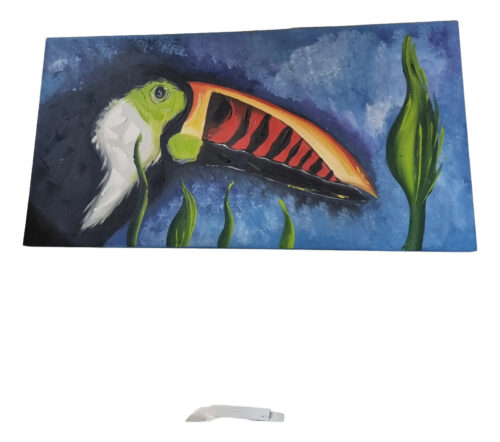Cuadro Calamar En El Mar 125x65cm Artesanal Importado Brasil