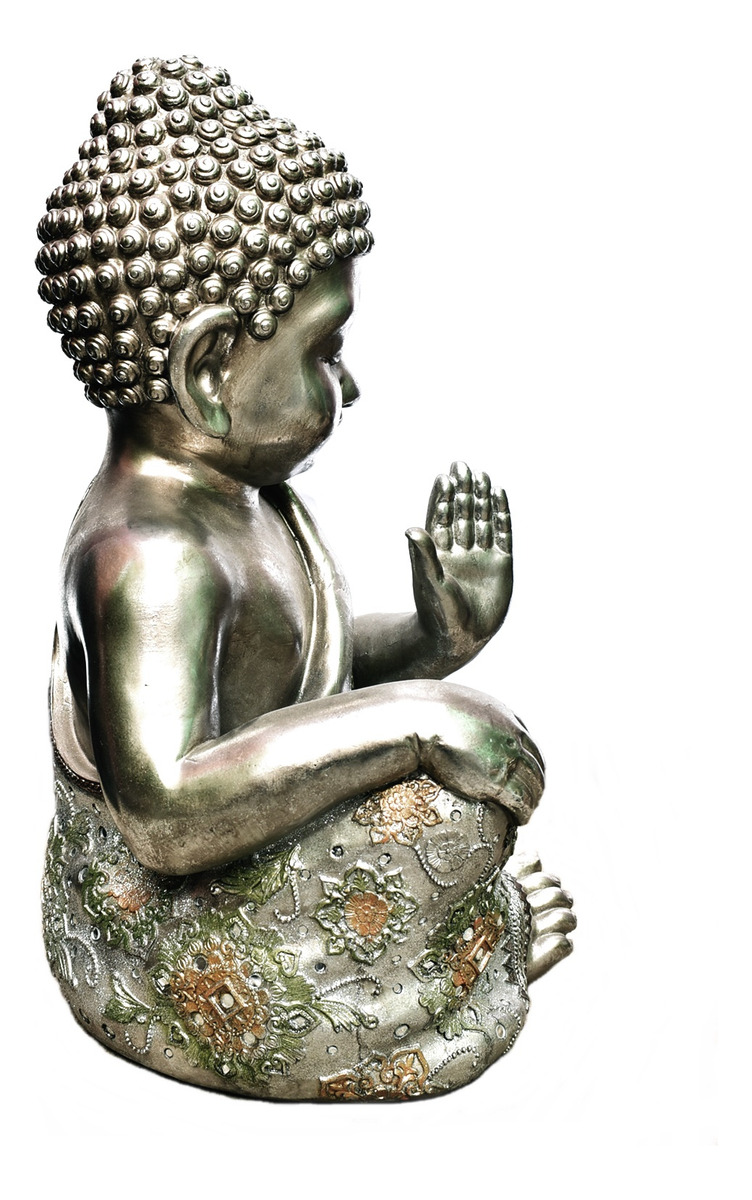 Buda Hindú Meditando Reposando Textura Nacar Brillos 64cm - Imagen 15
