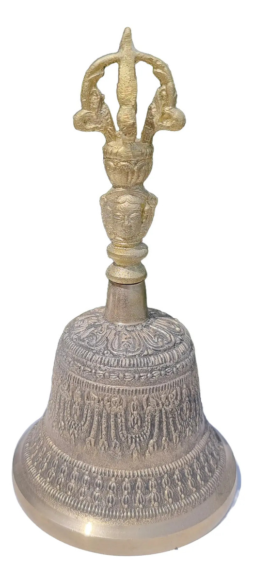 Campana Tibetana Grande Bronce 9,5cm X 17cm - Imagen 3