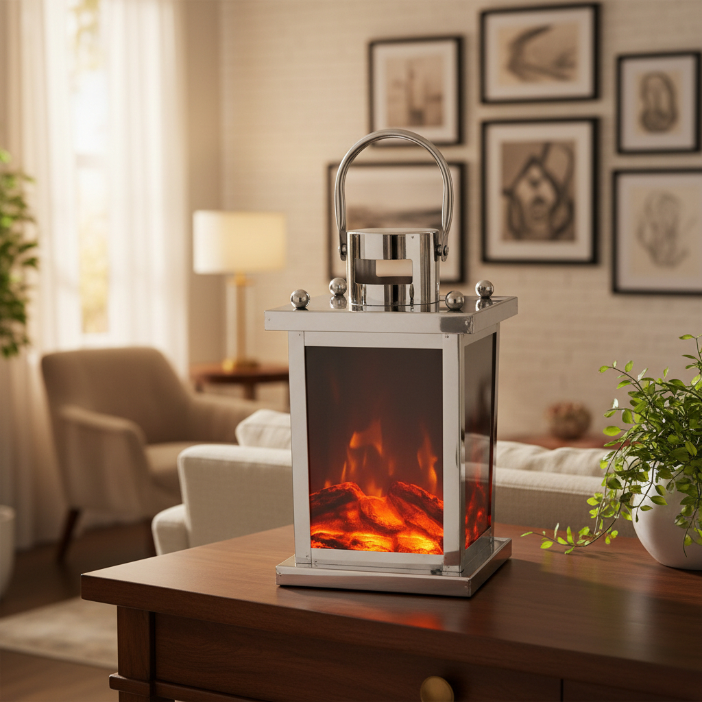 Fanal Simil Fuego 15x27cm Usb O Pila Farol Importado Oriente - Imagen 5