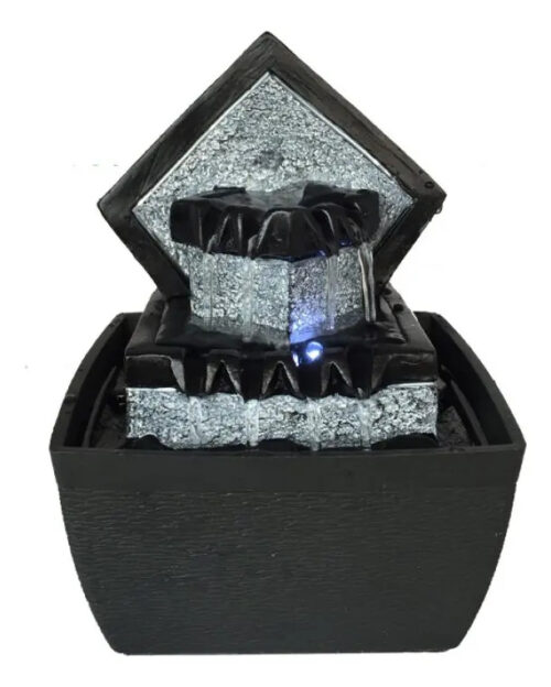 Fuente De Agua Chica Minimalista Negr Cascada Luz Led Oferta