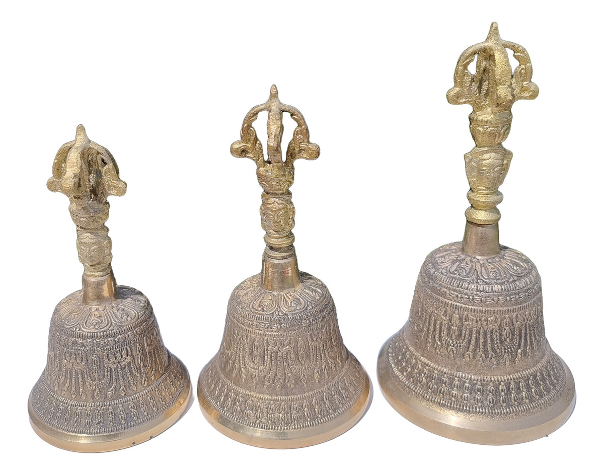 Campana Tibetana Grande Bronce 9,5cm X 17cm - Imagen 5