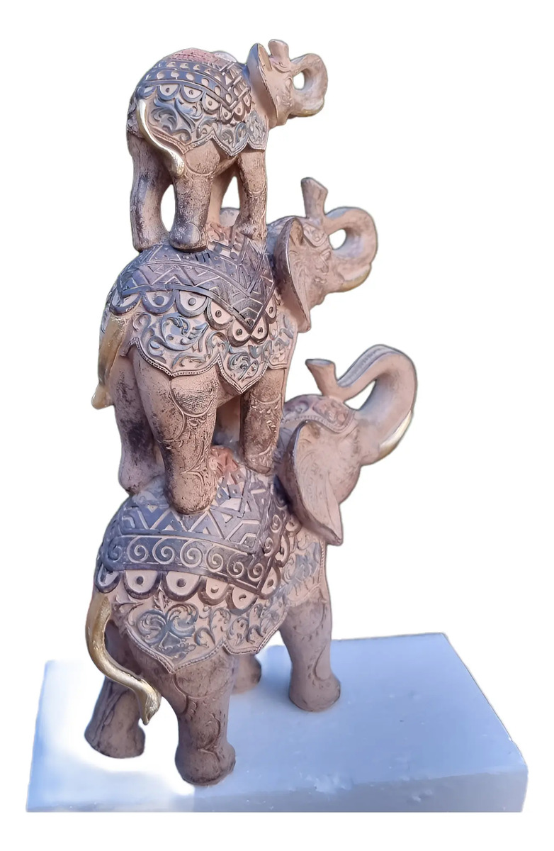 Elefante Sabiduría Longevidad Parado Torre De Tres Deco 30cm - Imagen 5