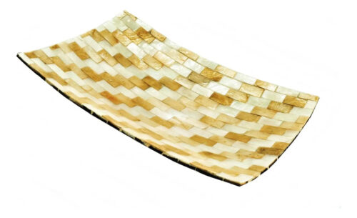 Plato De Nacar Rectangular 30x18cm  Mesa Deco Moderno Mar