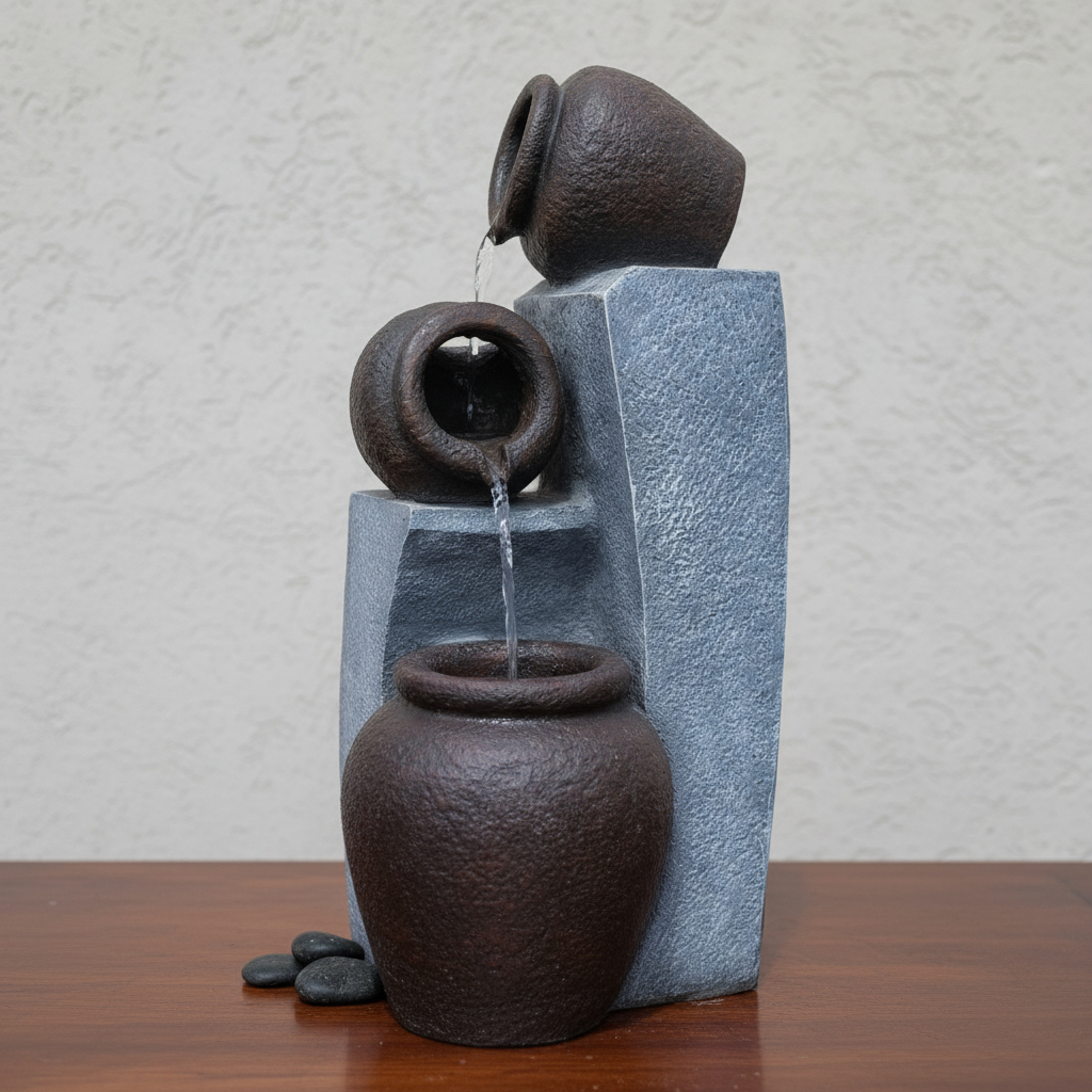 Fuente De Agua Deco Jarrones Cascada Feng Shui 48cm Jardin - Imagen 9