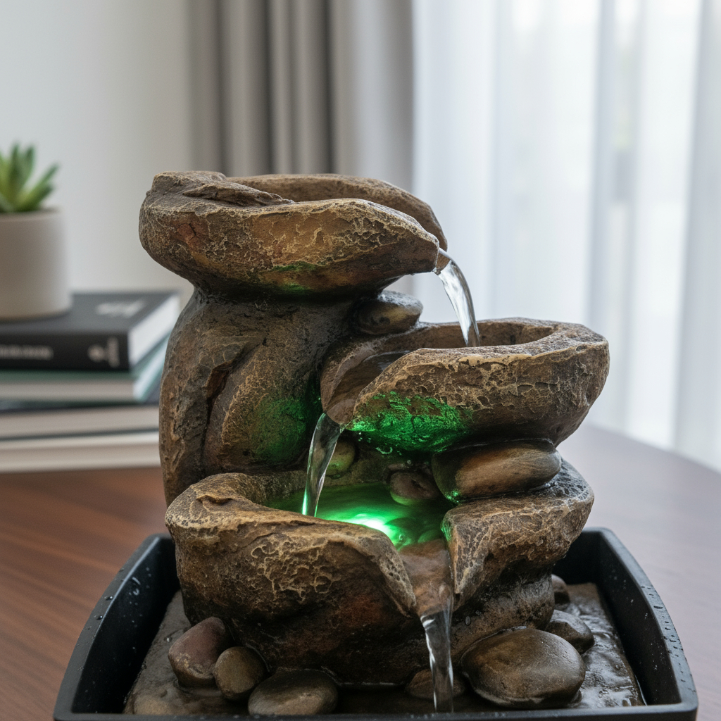 Fuente De Agua Chica Montaña Cuenco Cascada Luz Led Oferta - Imagen 6