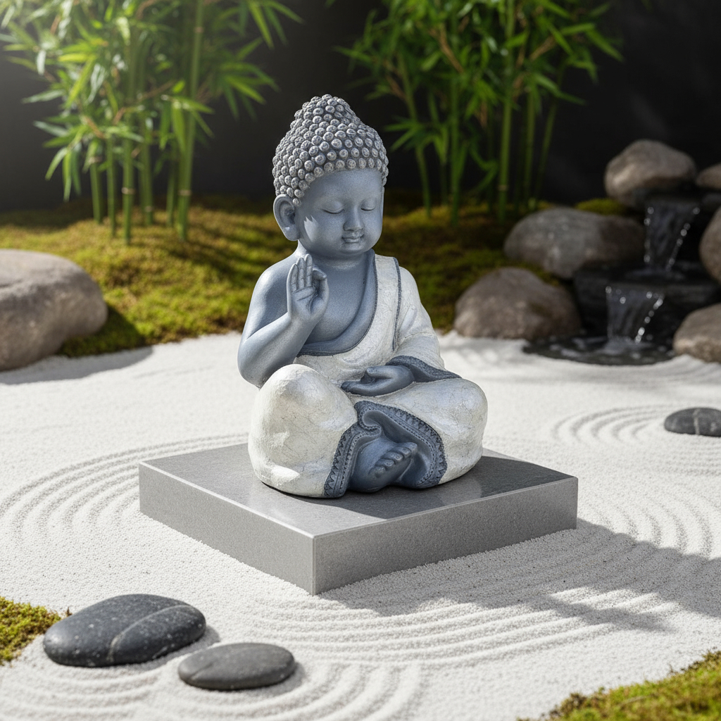Buda Hindú Meditando Reposando Textura Nacar Brillos 64cm - Imagen 2
