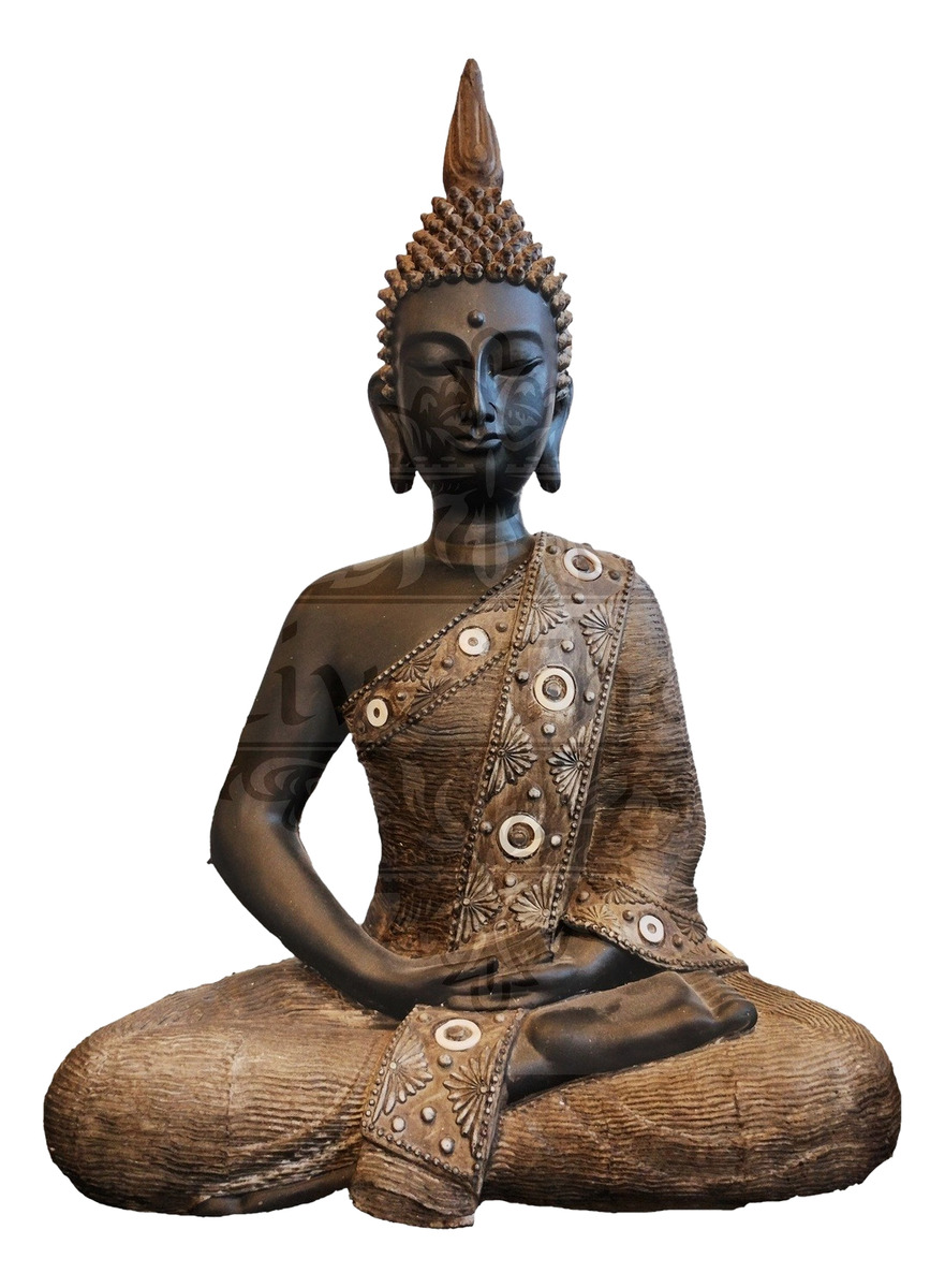 Buda Thai Meditando Sentado Negro Deco 40cm - Imagen 9