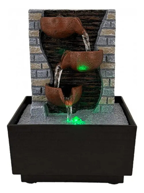 Fuente De Agua Minimalista Muro Cascada Chica Led 18cm