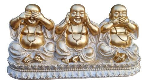 Set Buda Feliz Sabios Meditando Ciego Sordo Mudo 13cm