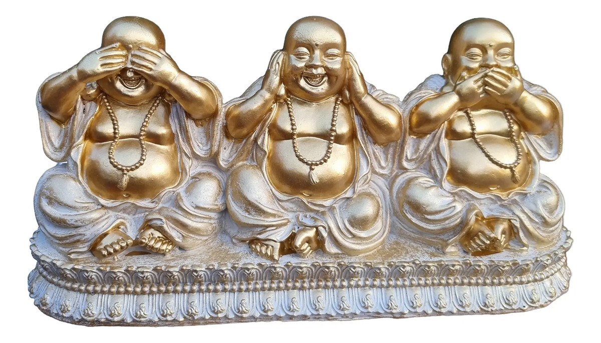 Set Buda Feliz Sabios Meditando Ciego Sordo Mudo 13cm