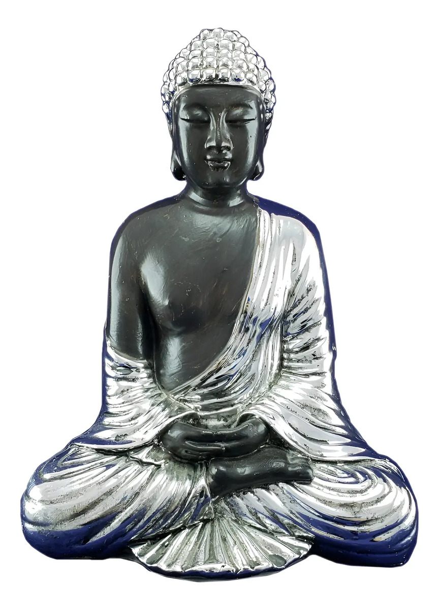 Buda Hindu Meditando Cromado Deco Zen Interior