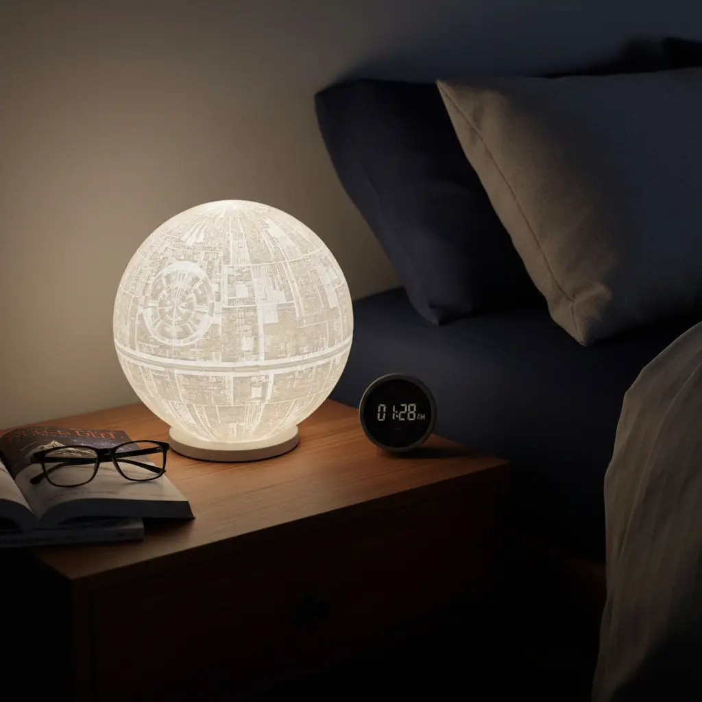 Velador Lámpara Led 3d Estrella De La Muerte Star Wars 18cm - Imagen 6