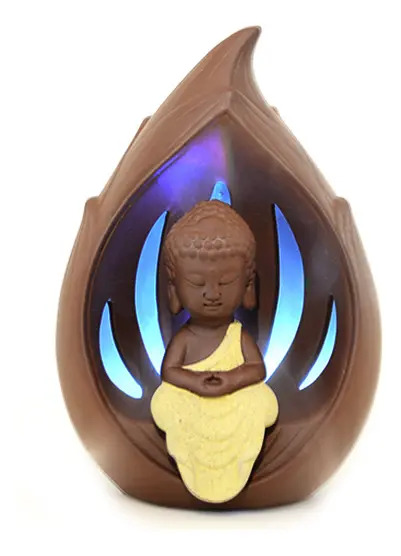 Porta Cono Y Sahumerio Fuente Humo Buda Luz Led Zen
