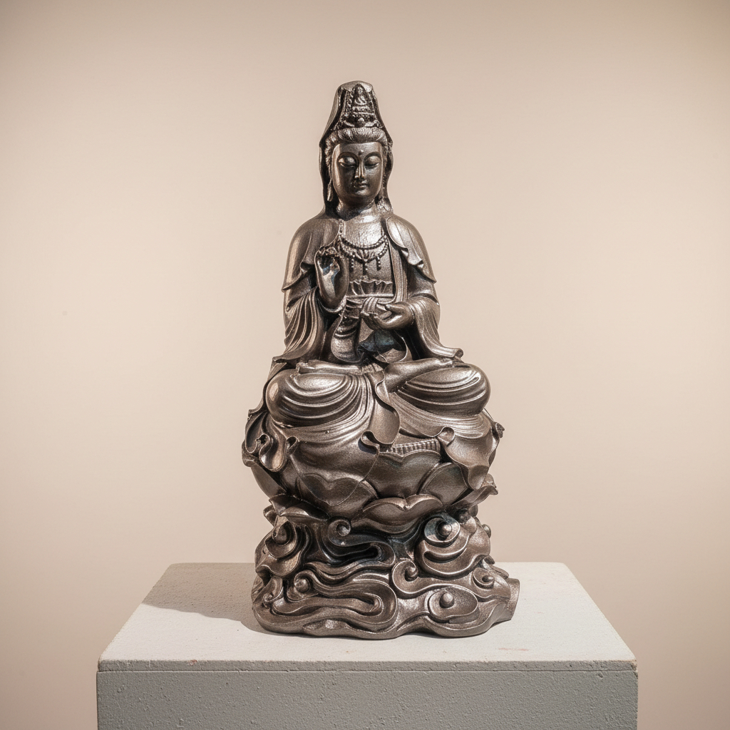 Kuan Yin Kwan Sabiduria Meditando Bendicion Paz Armonia 32cm - Imagen 6