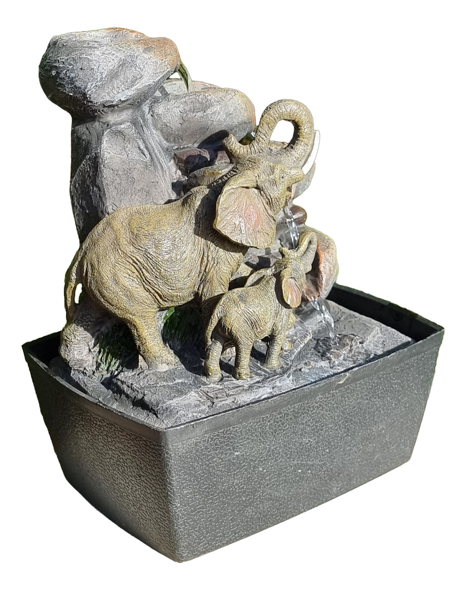 Fuente De Agua Mediana Cascada Elefante Mama E Hijo Oferta!! - Imagen 3